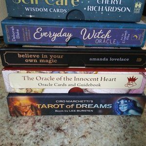 SET OF FIVE TAROT/ORACLE DECKS.